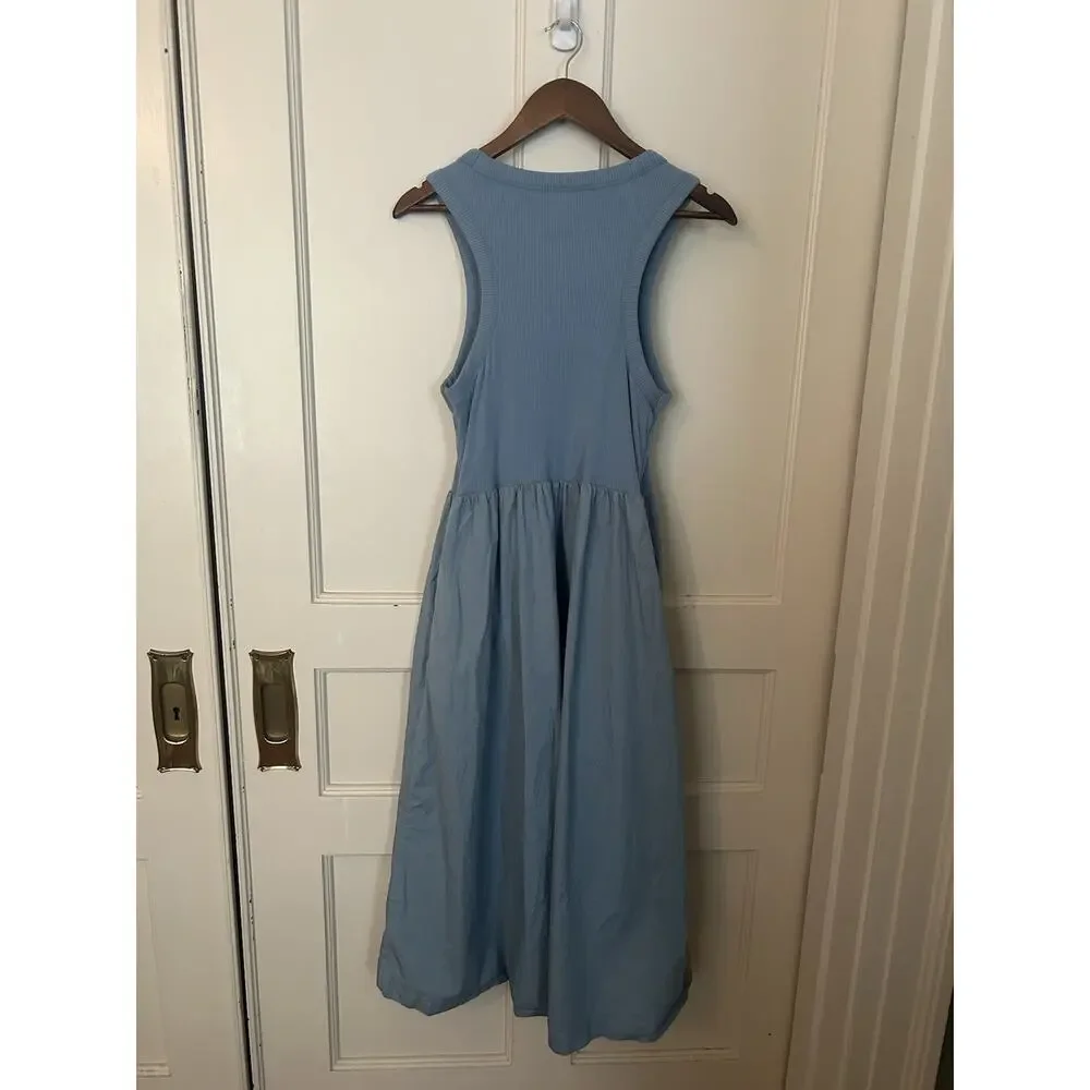 Old Navy Boho Tank Top Full Skirt Midi Dress Womens Size XL Blue Classic Comfort